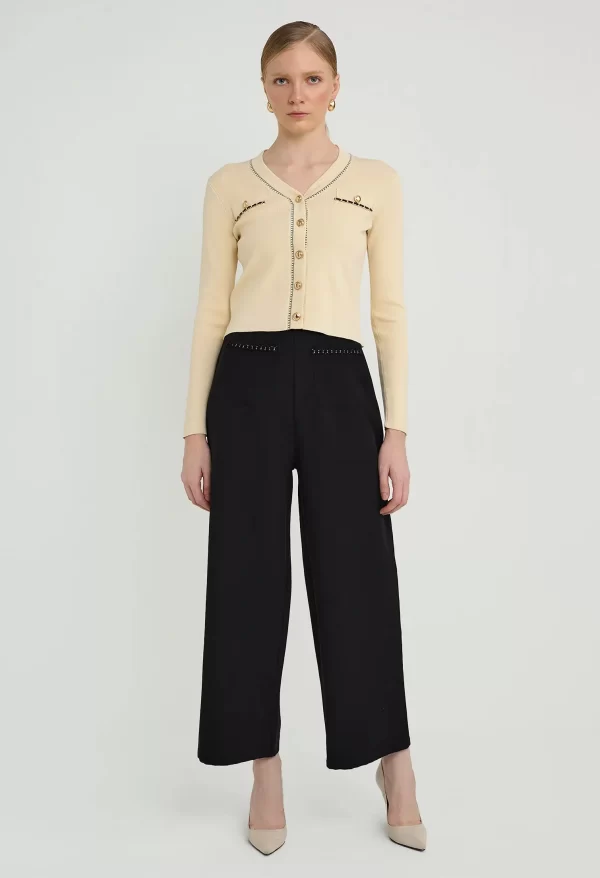 Faux Chained Knitted Cardigan - Image 2