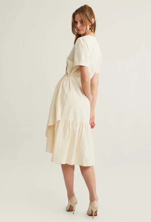 Asymmetrical Wrap Side Tie Dress - Image 2