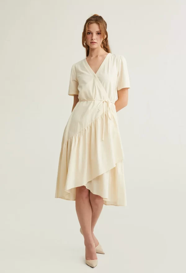 Asymmetrical Wrap Side Tie Dress - Image 3