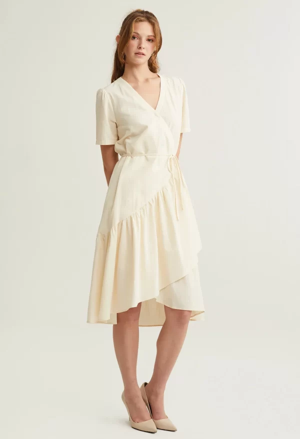 Asymmetrical Wrap Side Tie Dress - Image 4