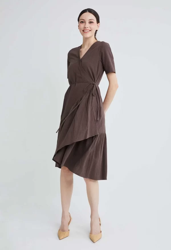 Asymmetrical Wrap Side Tie Dress - Image 5