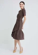 Asymmetrical Wrap Side Tie Dress - Image 6