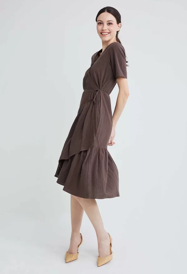 Asymmetrical Wrap Side Tie Dress - Image 6