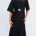 Lace Pearl Belted Cocktail Dress