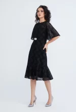 Lace Pearl Belted Cocktail Dress - Image 3