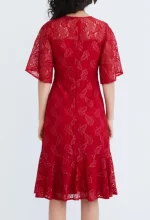 Lace Pearl Belted Cocktail Dress - Image 7