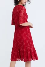 Lace Pearl Belted Cocktail Dress - Image 8