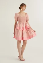 Puffed Sleeved Baby Doll Dress - Image 2