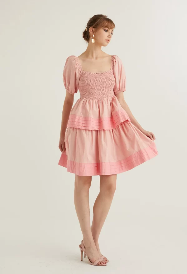 Puffed Sleeved Baby Doll Dress - Image 2
