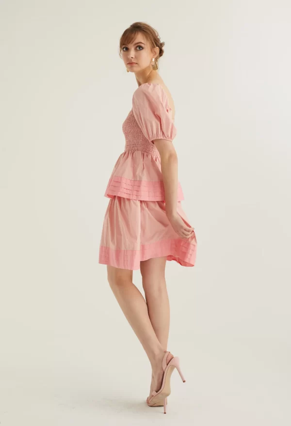 Puffed Sleeved Baby Doll Dress - Image 3
