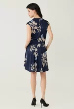 Navy Floral Printed Layered Pleat Blouse - Image 6