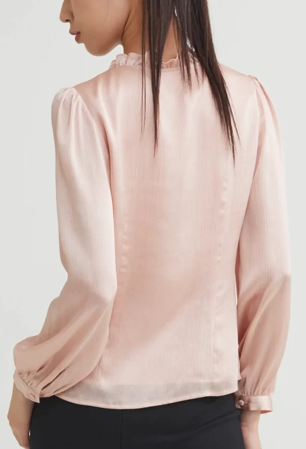 Ruffled Faux Wrap Long Sleeve Blouse - Image 3