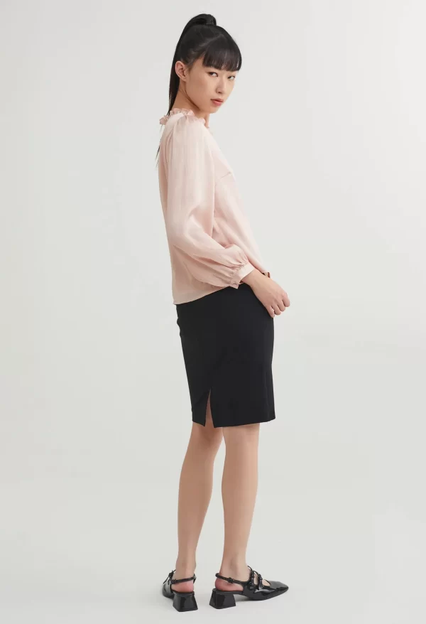 Ruffled Faux Wrap Long Sleeve Blouse - Image 4