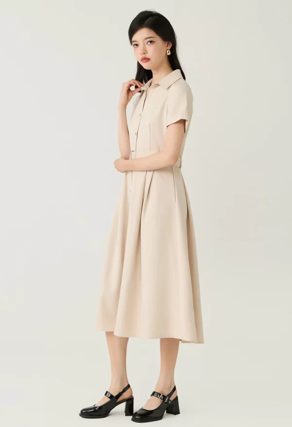 Belted Button-Down Midi Shirtdress - Image 2