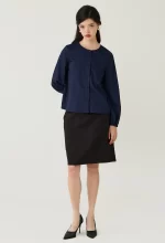 Square Button Crew Neck Blouse - Image 2