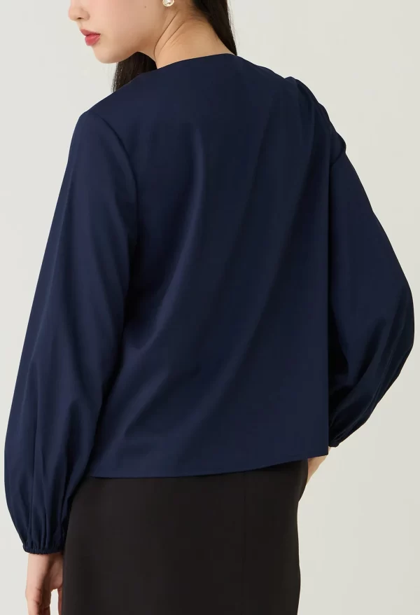 Square Button Crew Neck Blouse - Image 4