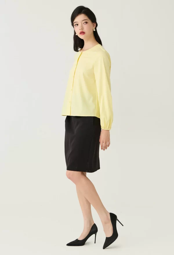 Square Button Crew Neck Blouse - Image 6