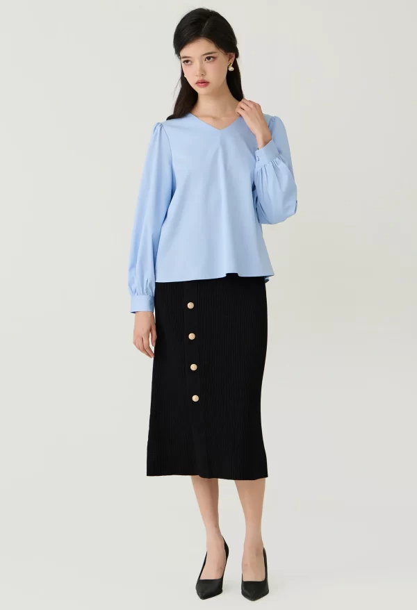 Relaxed Fit Gathered Shoulder Blouse - Image 2