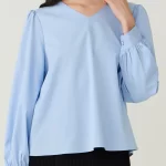 Relaxed Fit Gathered Shoulder Blouse