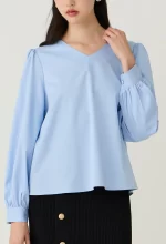 Relaxed Fit Gathered Shoulder Blouse
