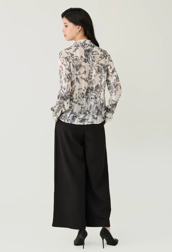 Floral Toile Sheer Button-Down Blouse - Image 4