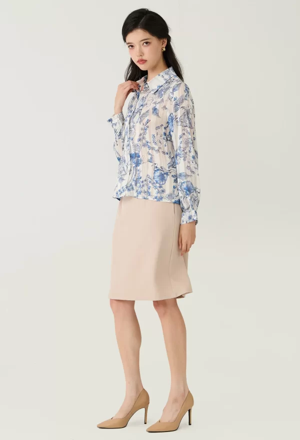 Floral Toile Sheer Button-Down Blouse - Image 5
