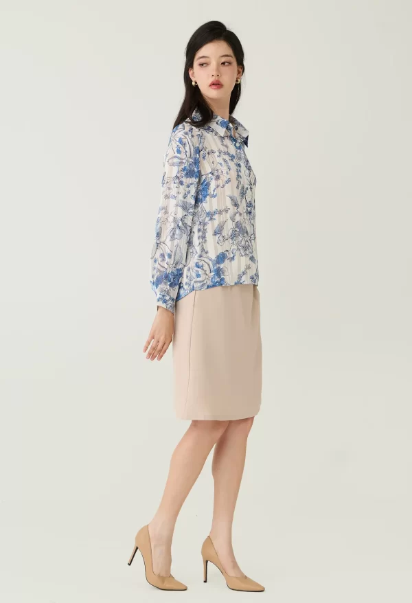 Floral Toile Sheer Button-Down Blouse - Image 6
