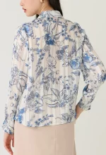 Floral Toile Sheer Button-Down Blouse - Image 7