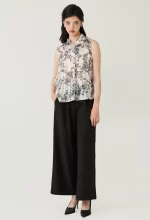Floral Toile Sheer Sleeveless Blouse - Image 2