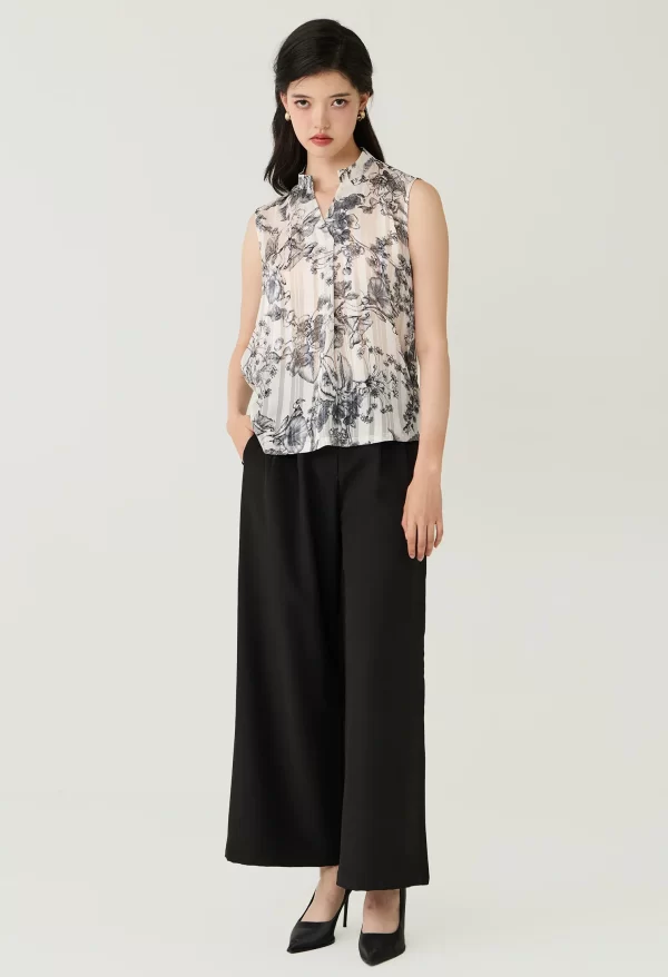 Floral Toile Sheer Sleeveless Blouse - Image 2