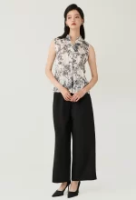 Floral Toile Sheer Sleeveless Blouse - Image 3
