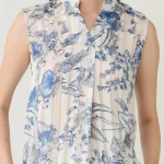 Floral Toile Sheer Sleeveless Blouse