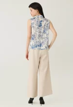 Floral Toile Sheer Sleeveless Blouse - Image 4