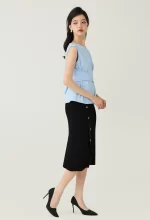Bow Detail Sleeveless Peplum Blouse - Image 3
