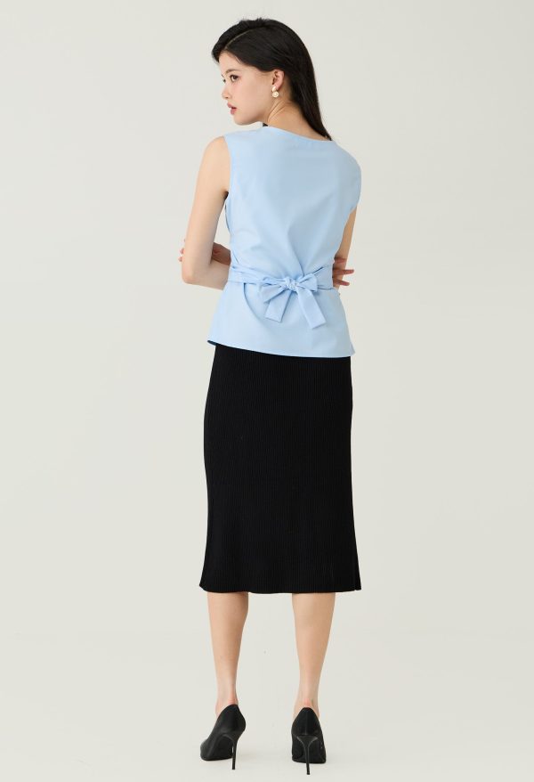 Buttons Ribbed Knitted Midi Skirt - Image 6