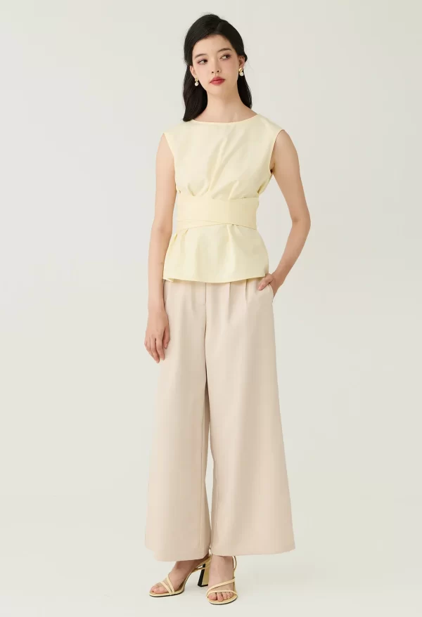 Bow Detail Sleeveless Peplum Blouse - Image 5