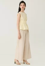 Bow Detail Sleeveless Peplum Blouse - Image 6