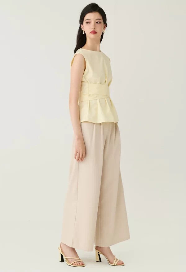 Bow Detail Sleeveless Peplum Blouse - Image 6