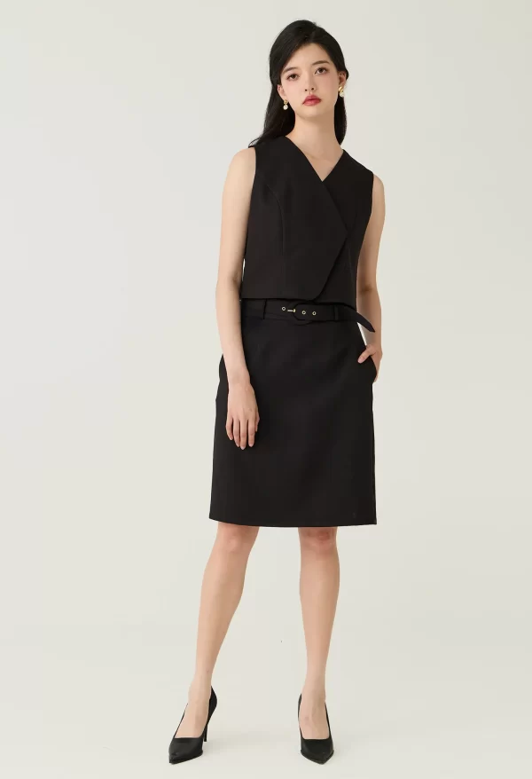 Tailored Buckle-Belted Midi Skirt - Image 2