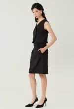 Tailored Buckle-Belted Midi Skirt - Image 3