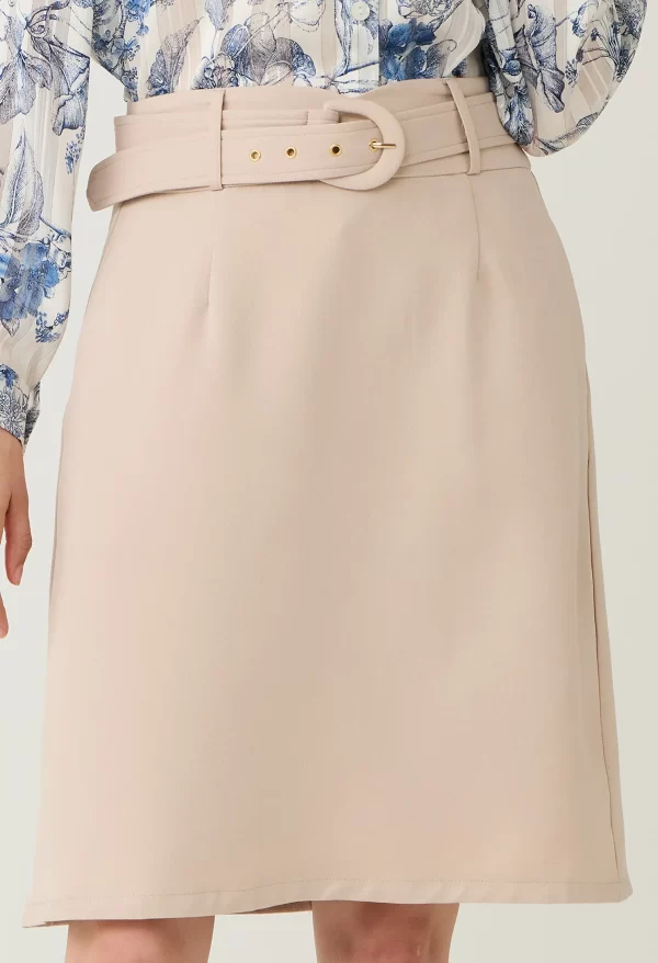 Tailored Buckle-Belted Midi Skirt - Image 7