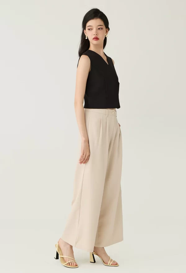 Pleated Front Palazzo Pants - Image 2
