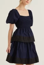 Puffed Sleeved Baby Doll Dress - Image 7