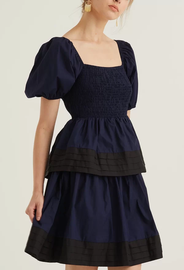Puffed Sleeved Baby Doll Dress - Image 7