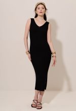 Ribbed Knit Sleeveless Bodycon Midi Dress - Image 4