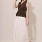Elastic Smocked Hem Peplum Sleeveless Top