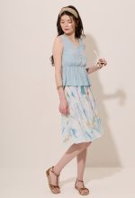 Elastic Smocked Hem Peplum Sleeveless Top - Image 4