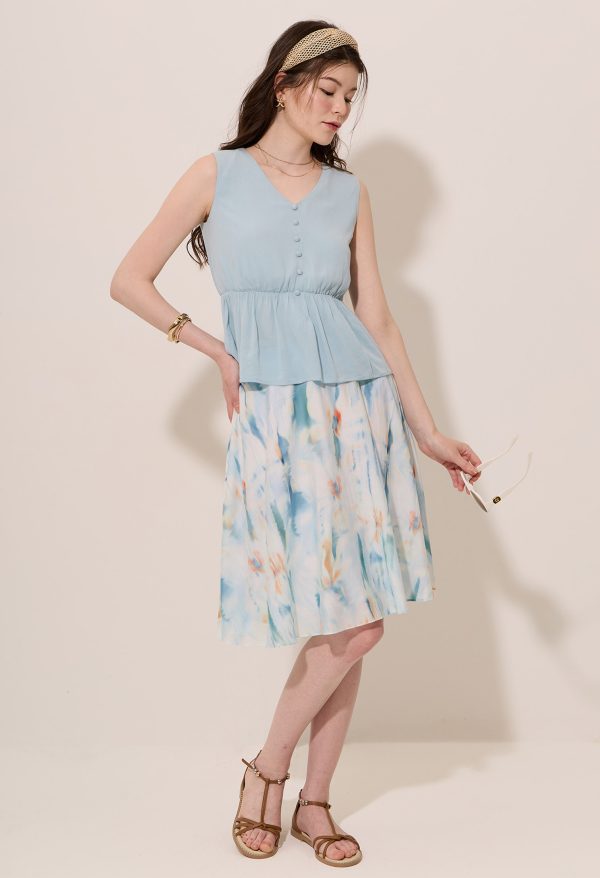 Watercolour Flowy Midi Skirt - Image 4