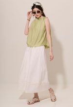 Adjustable Drawstring High Neck Blouse