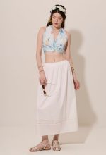Watercolour Smocked-Back Surplice Crop Top - Image 4
